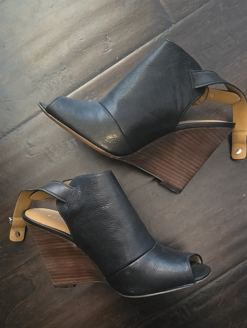 Coach Lindsay Black Leather Wedge